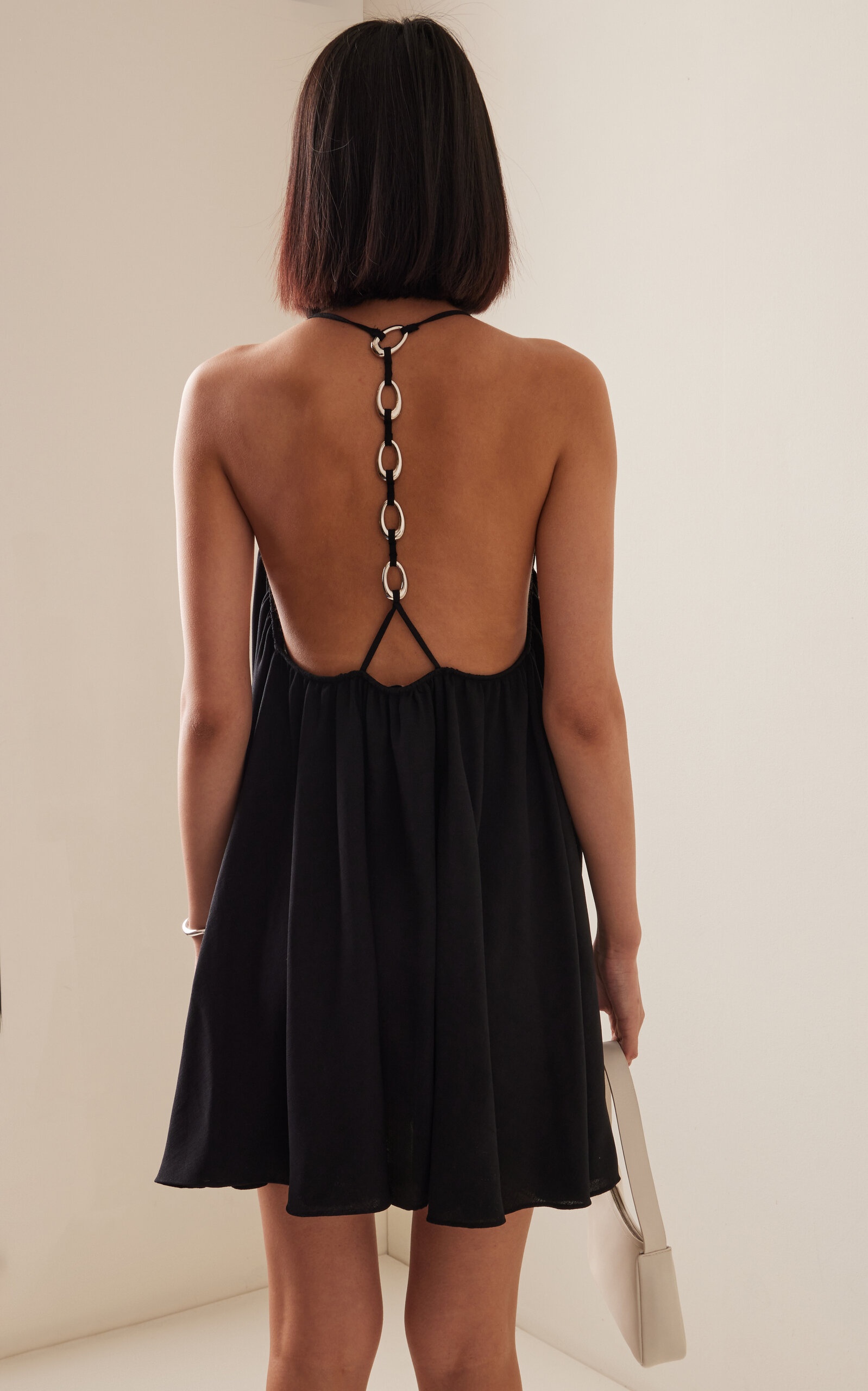 Vicki Chain-Embellished Woven Mini Dress black - 4