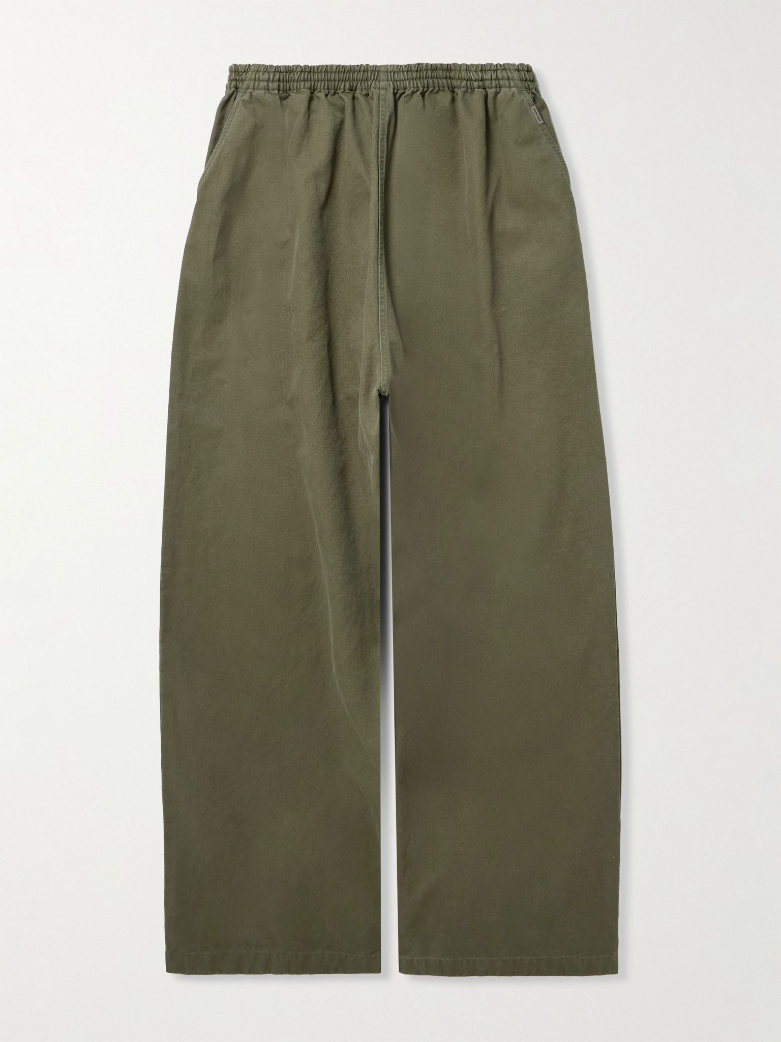 Wide-Leg Cotton-Twill Trousers Green - 1