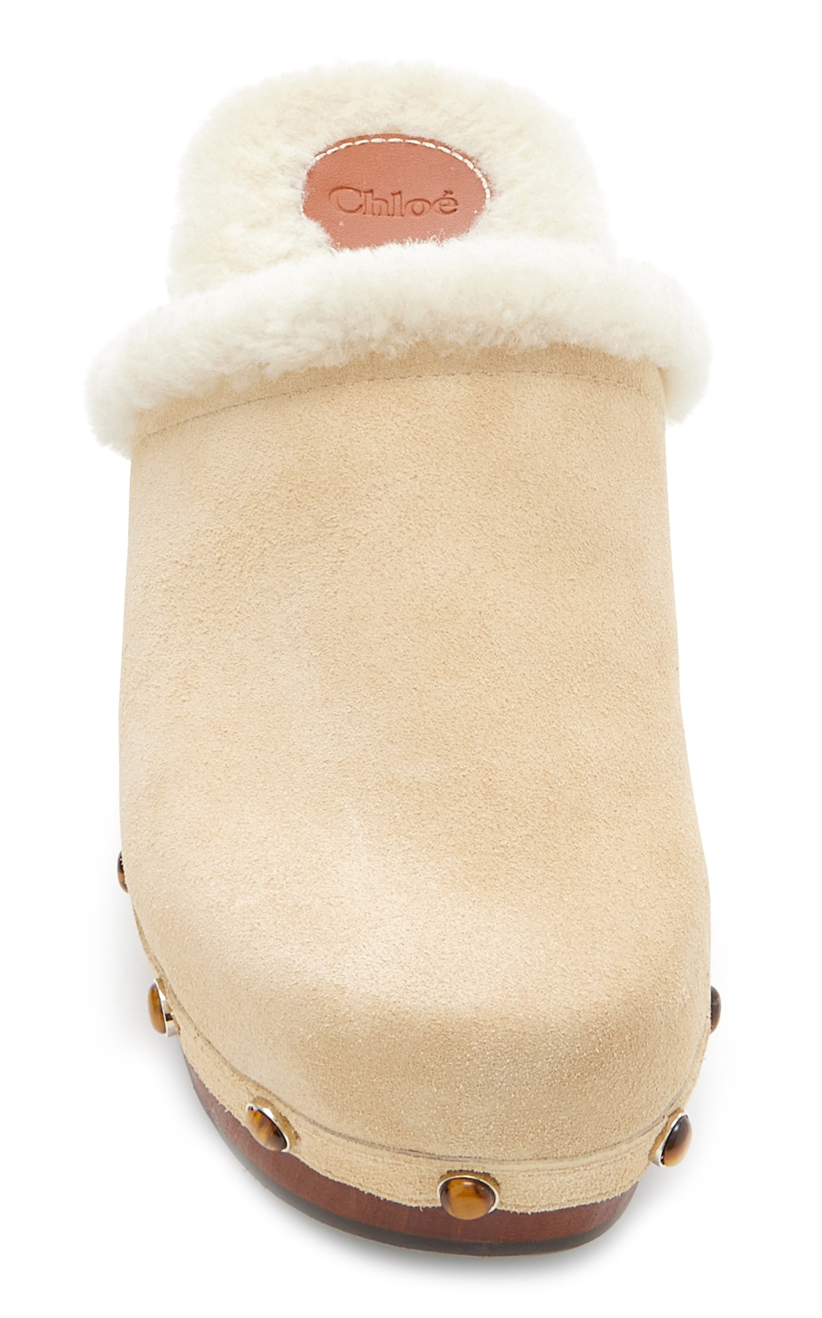 Ora Suede Shearling Clogs ivory - 4