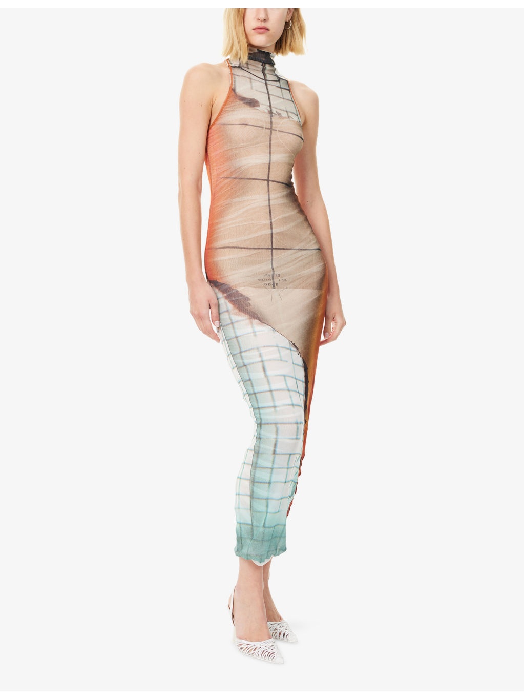 Printed sleeveless Woven Midi Dress - 3