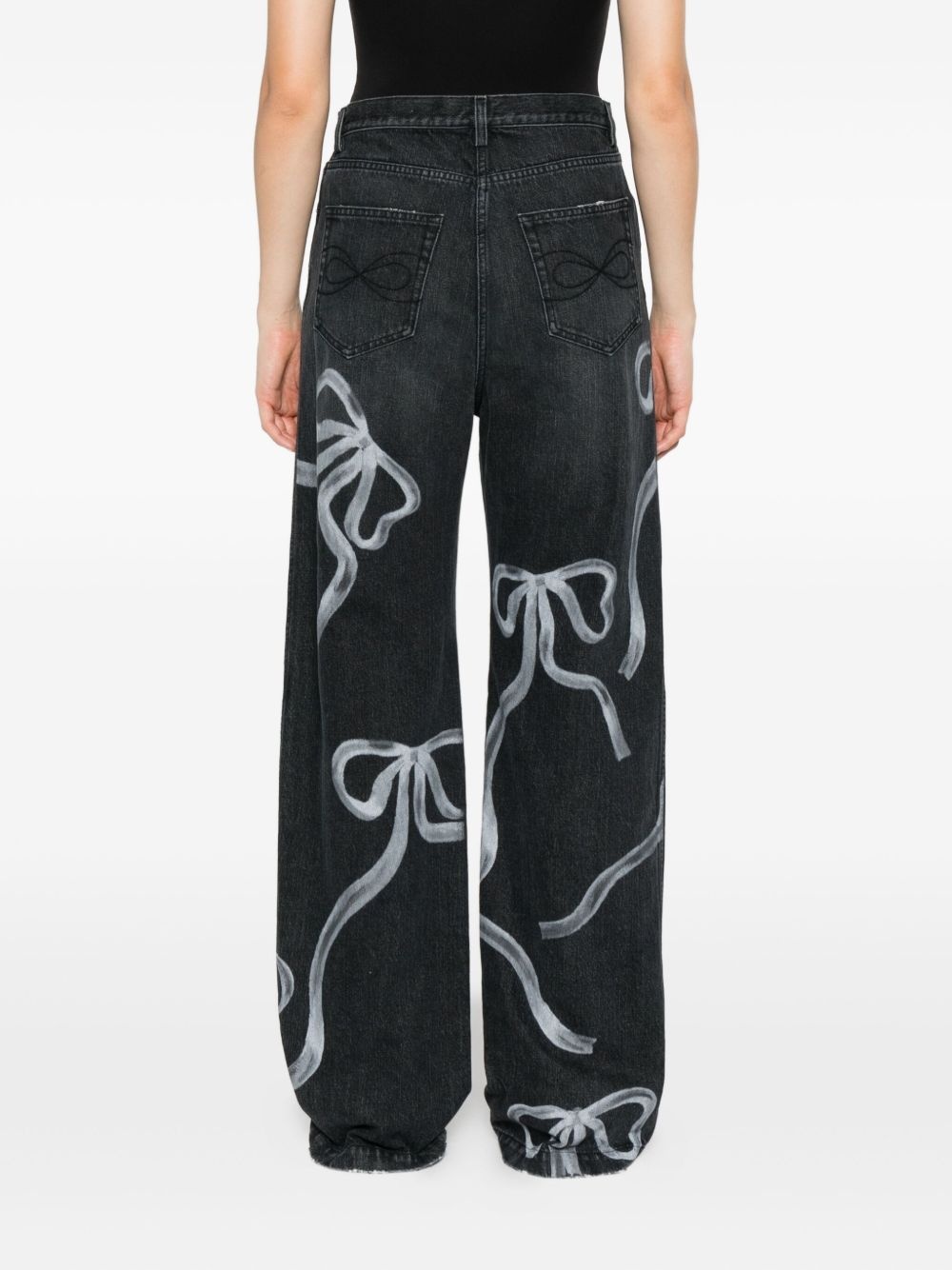 bow-print jeans - 4