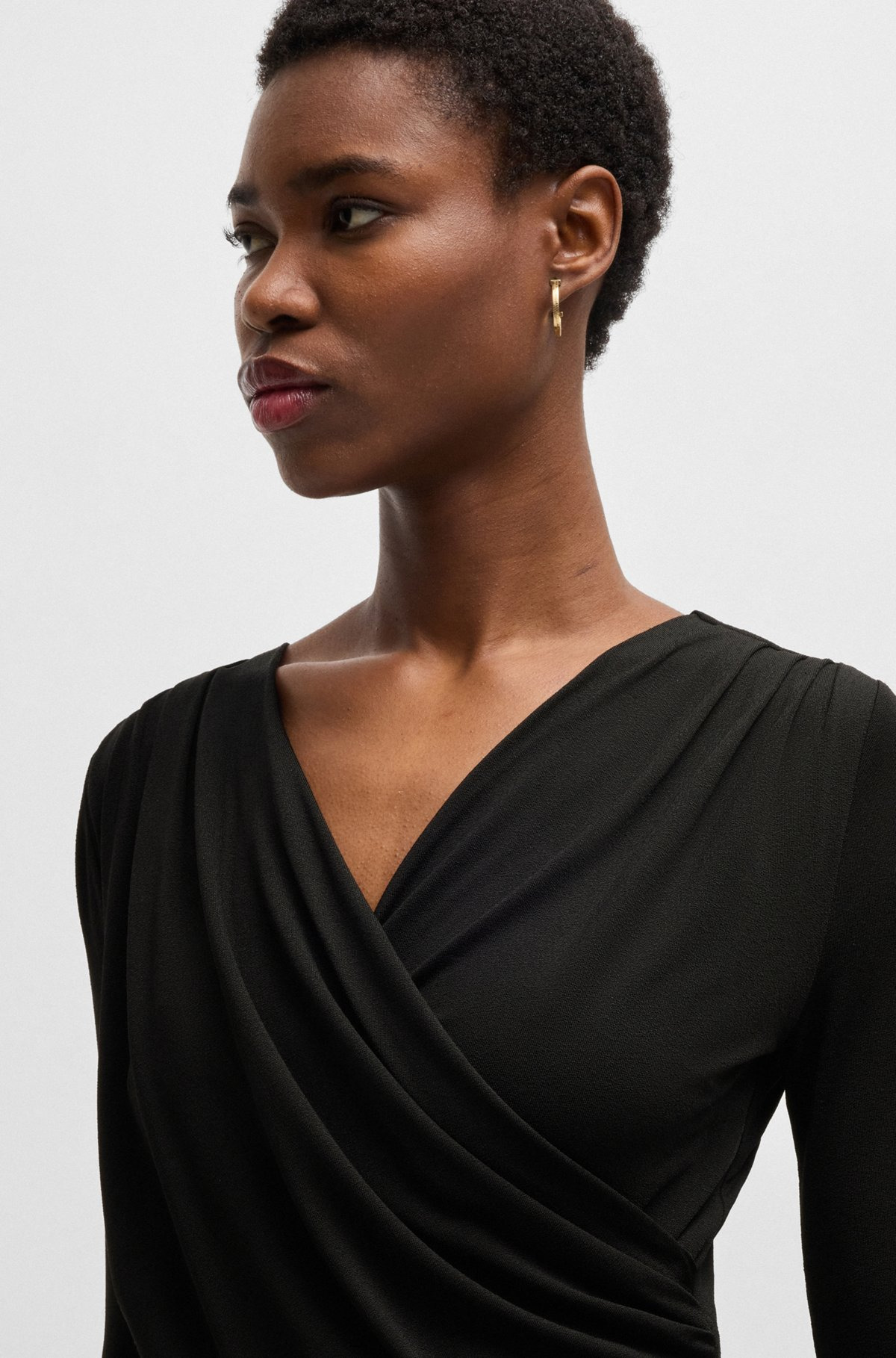 WRAP-FRONT DRESS IN STRETCH CREPE - 4