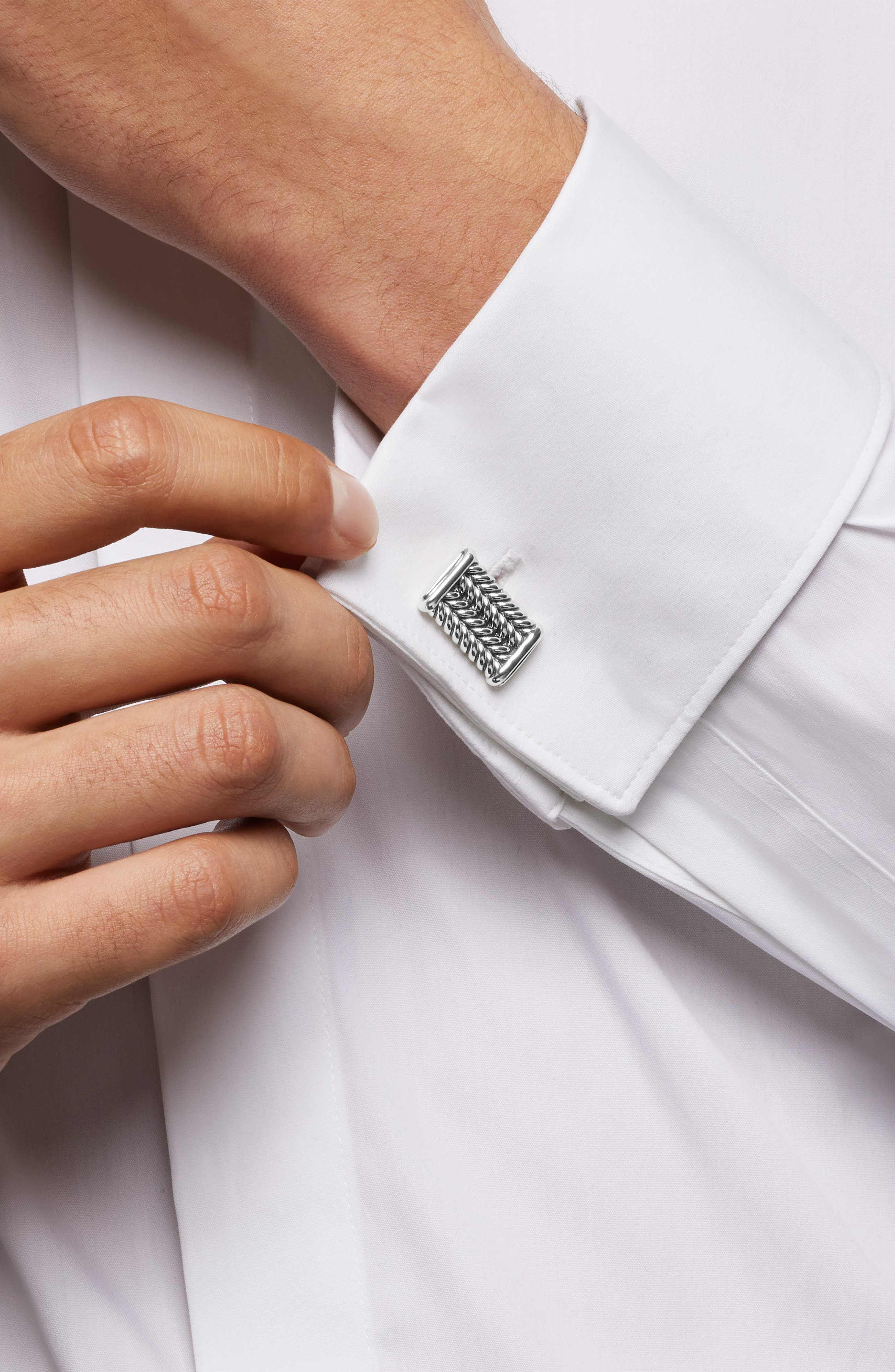 David Yurman Chevron Cuff Links in Silver at Nordstrom - 3