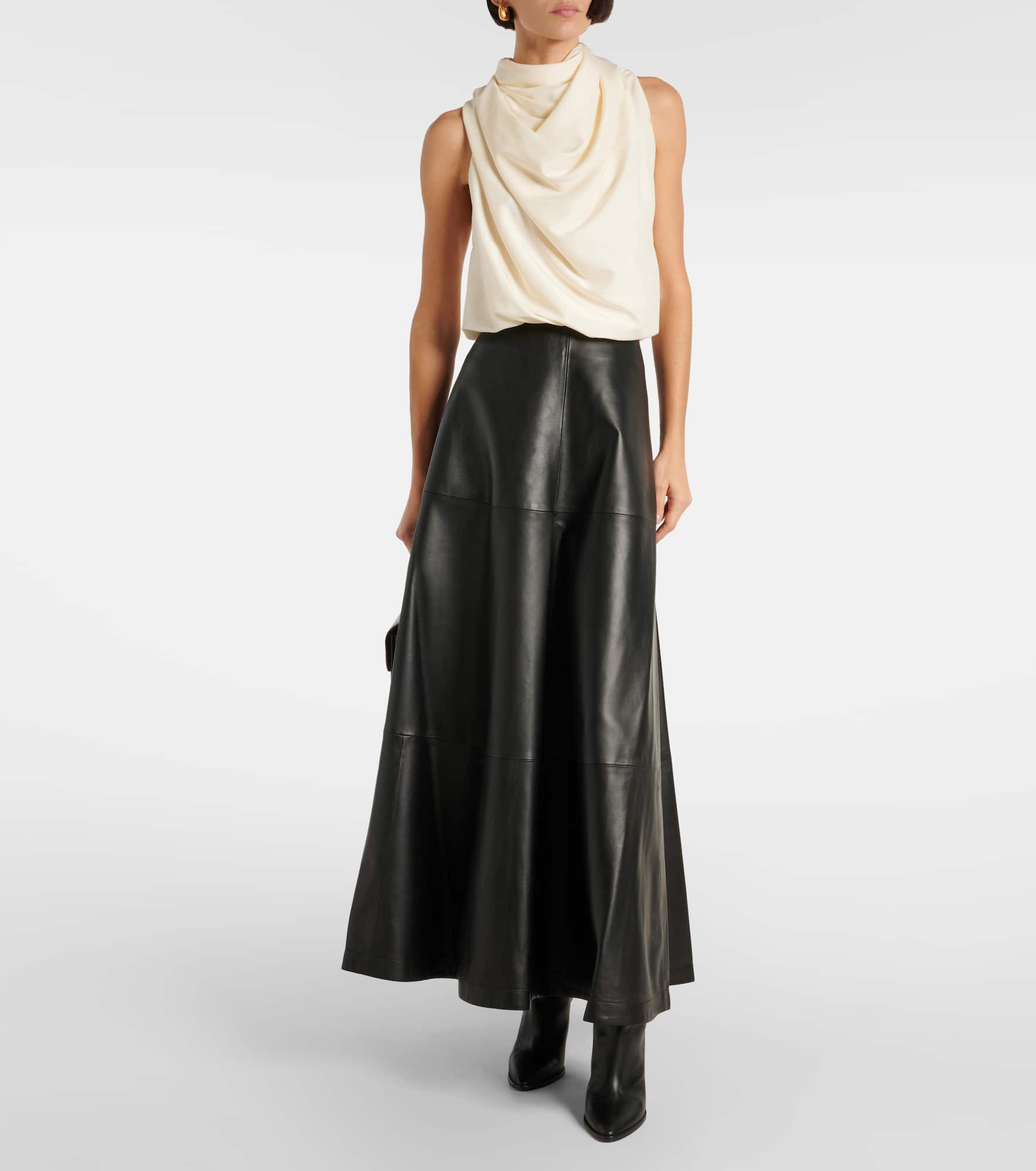 Varda leather midi skirt - 2