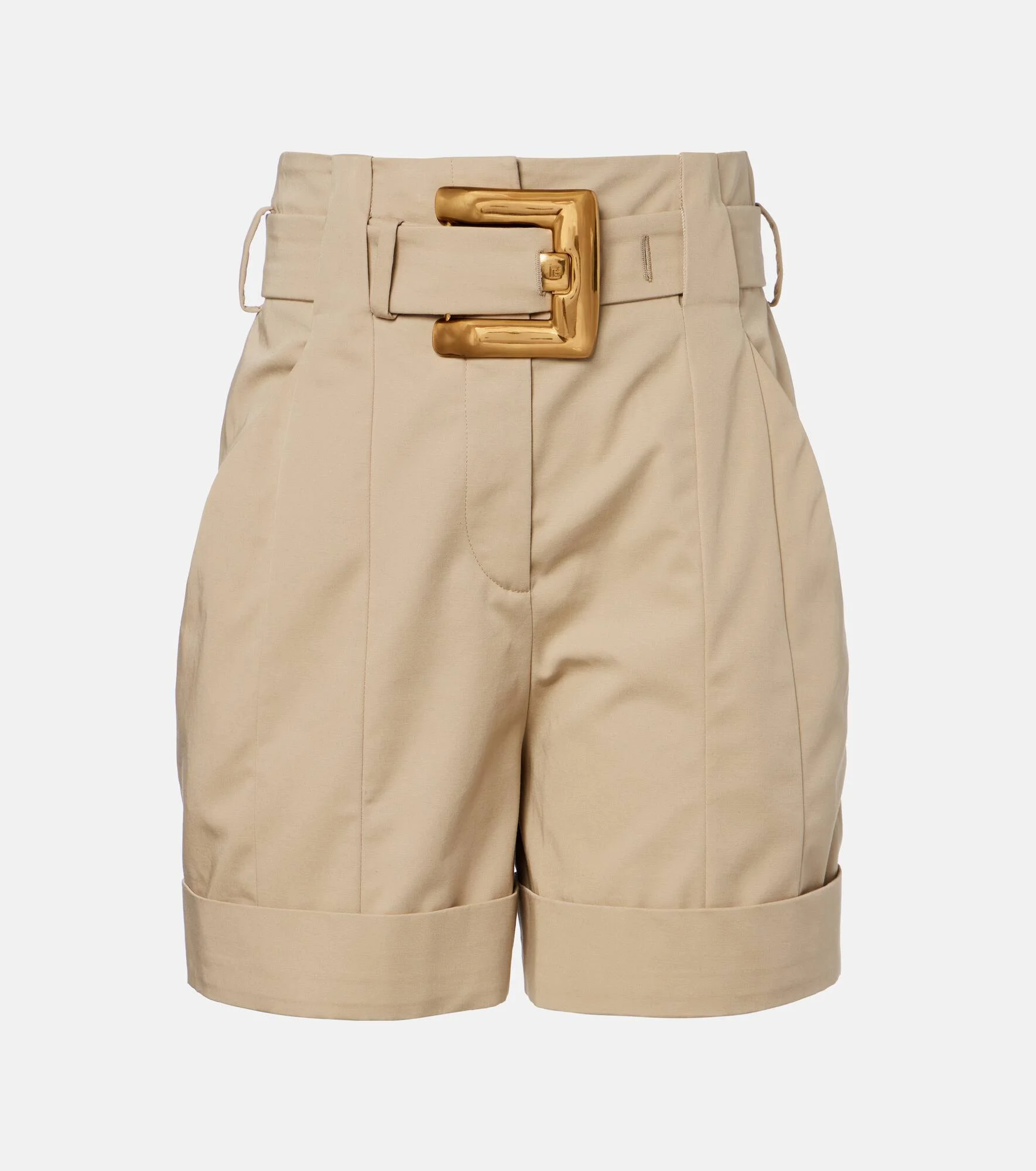 Belted cotton gabardine shorts - 1