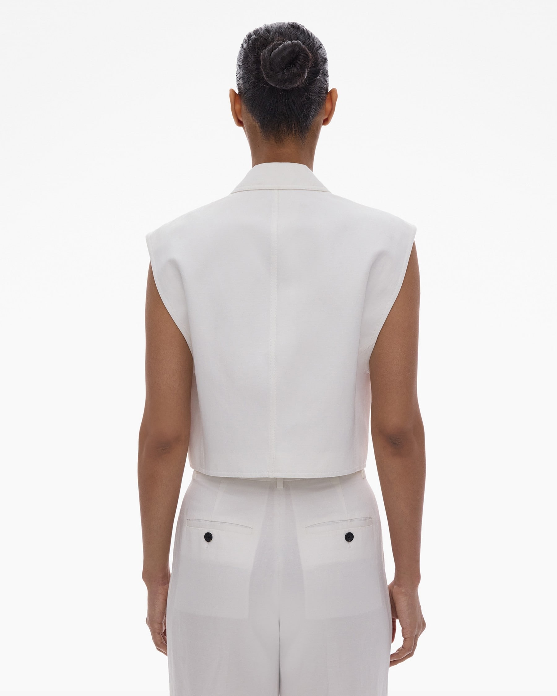 CROPPED COTTON-LINEN VEST - 4