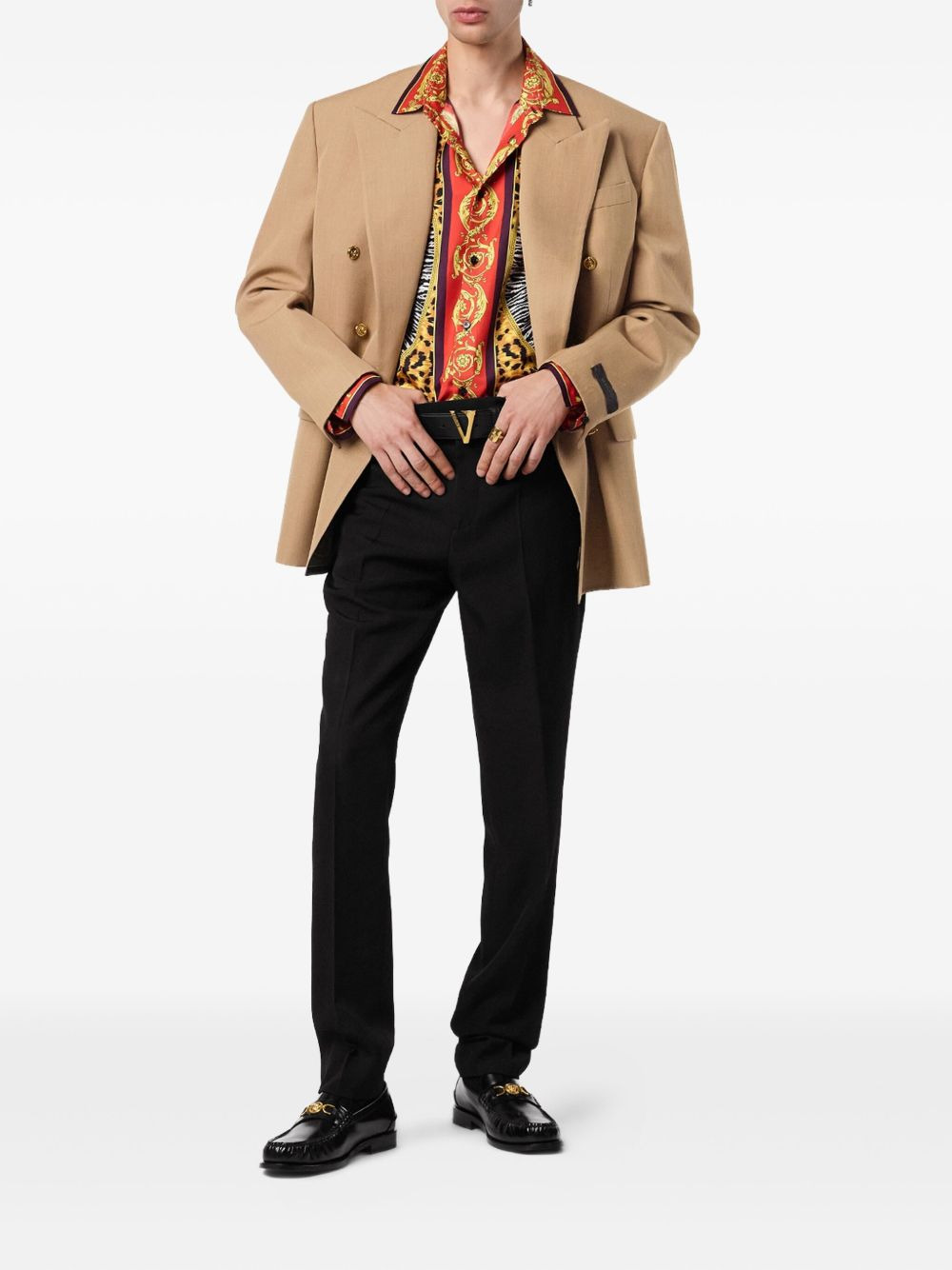 double-breasted gold-button blazer - 2