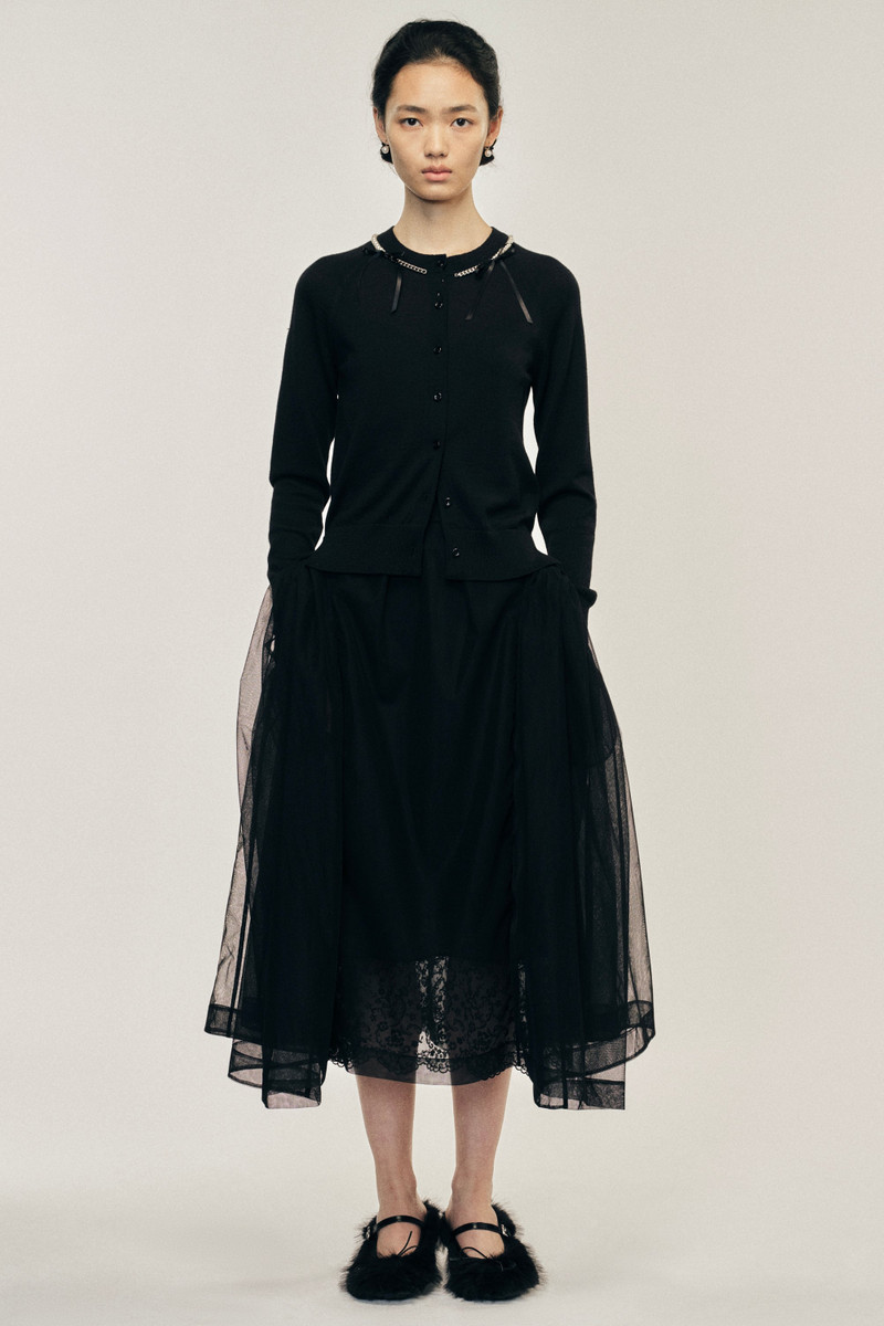 Simone Rocha Pearl & Chain Bow Cardigan outlook