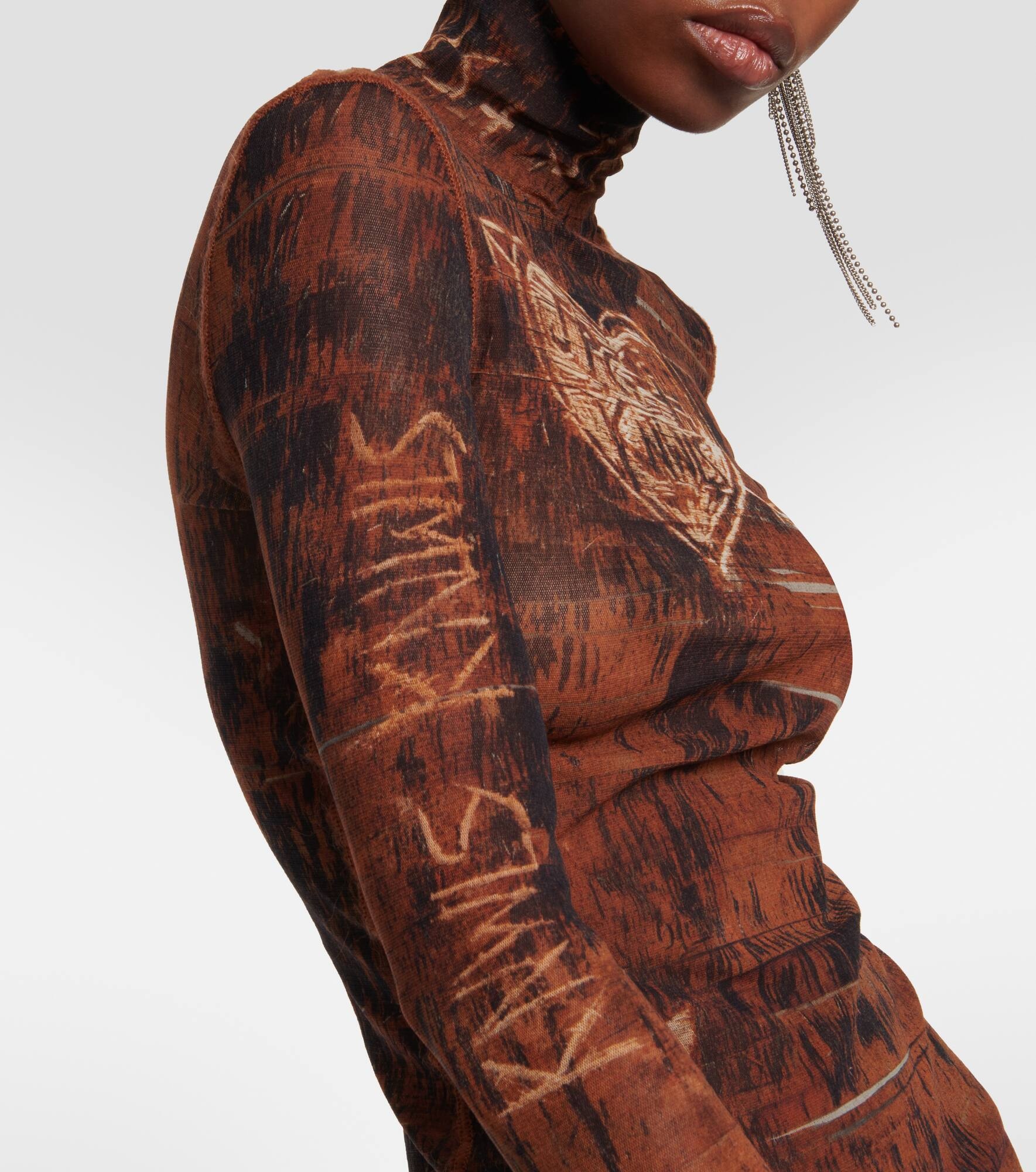 x KNWLS printed mesh high-neck top - 5