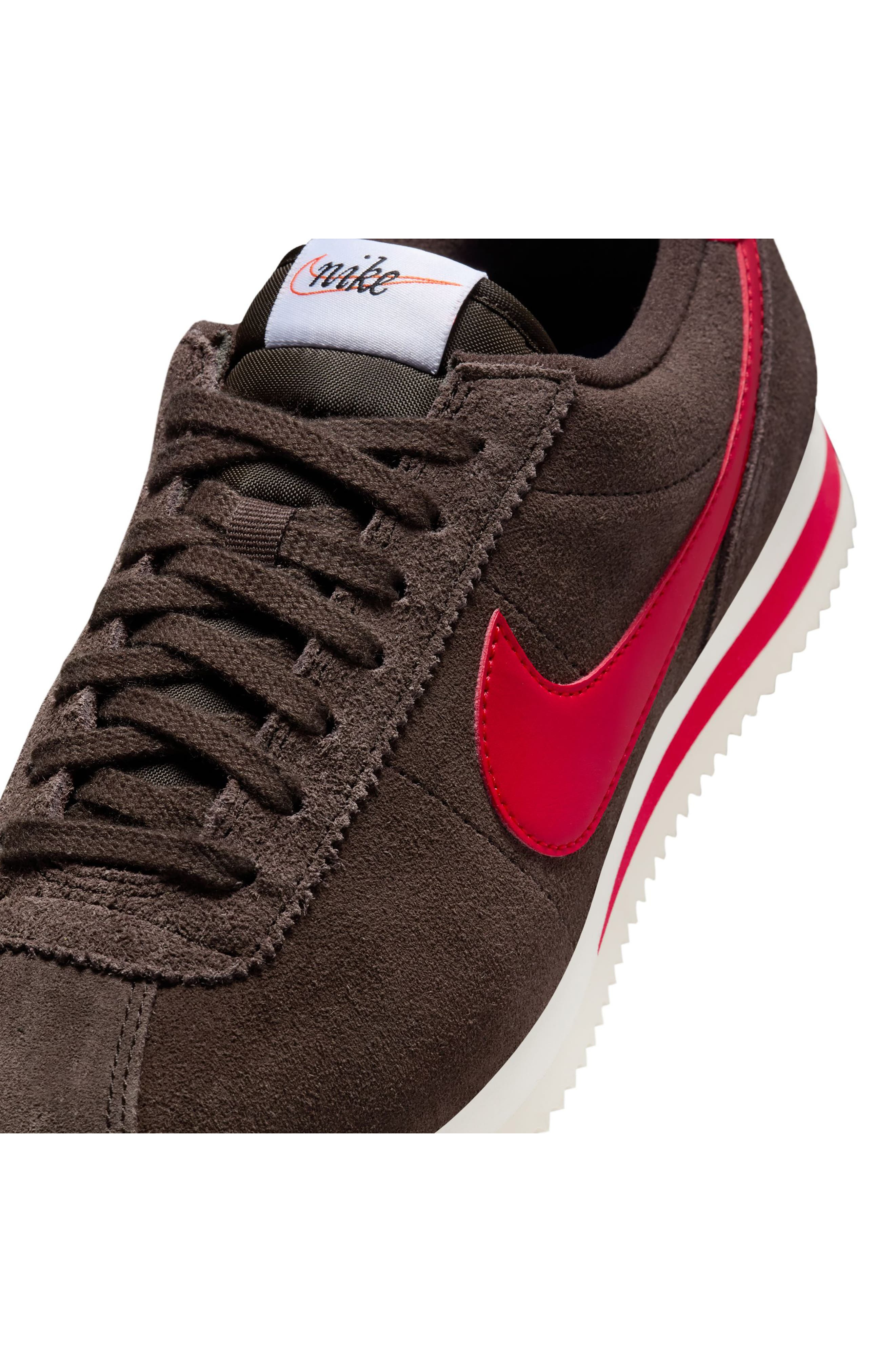 Nike Cortez Suede Sneaker in Velvet Brown/Red/Sail at Nordstrom - 8