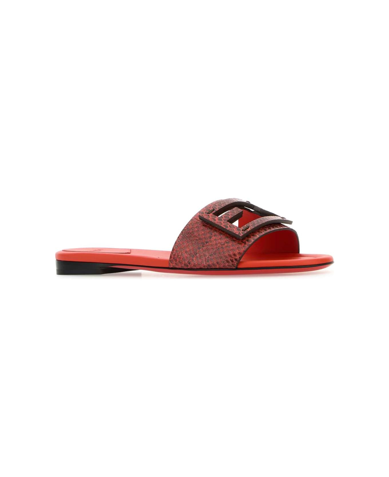 Coral Leather Baguette Slippers - 2