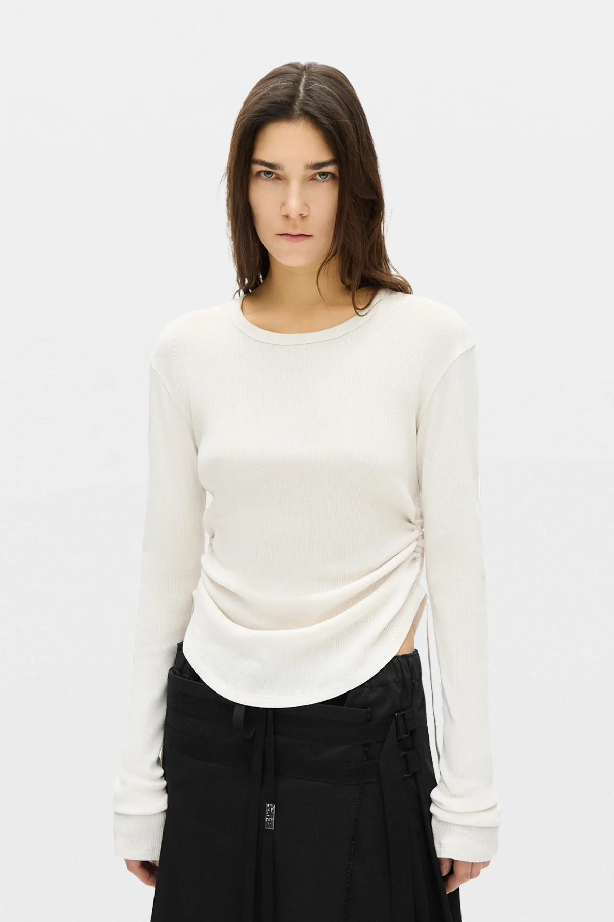 Dot Wrinkled Cropped Top - 1