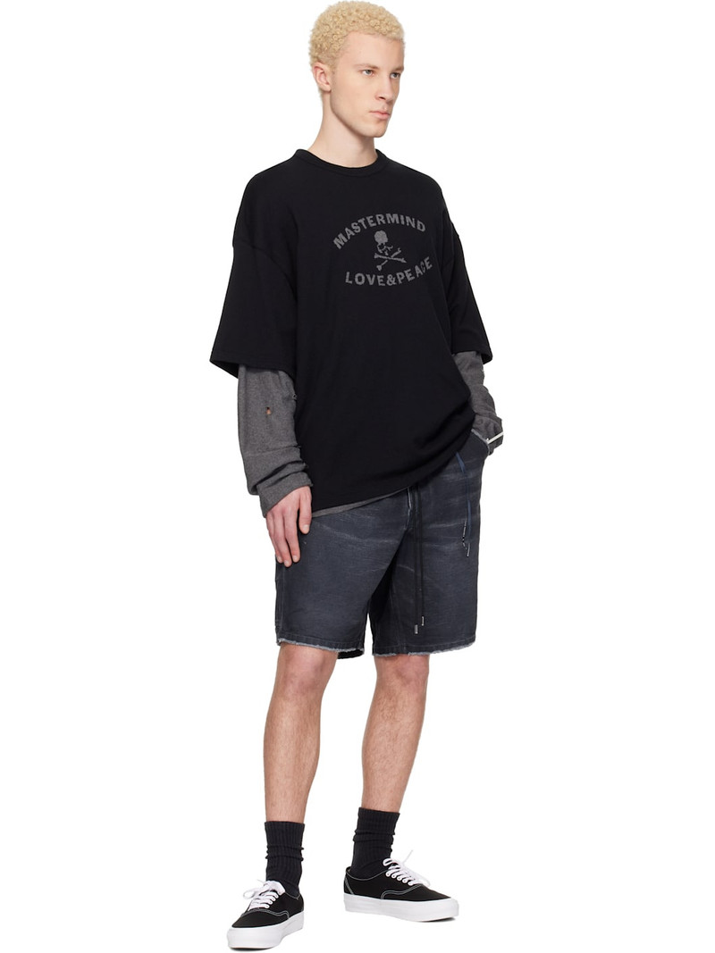 MASTERMIND WORLD Black Reversible Distressed T-shirt outlook