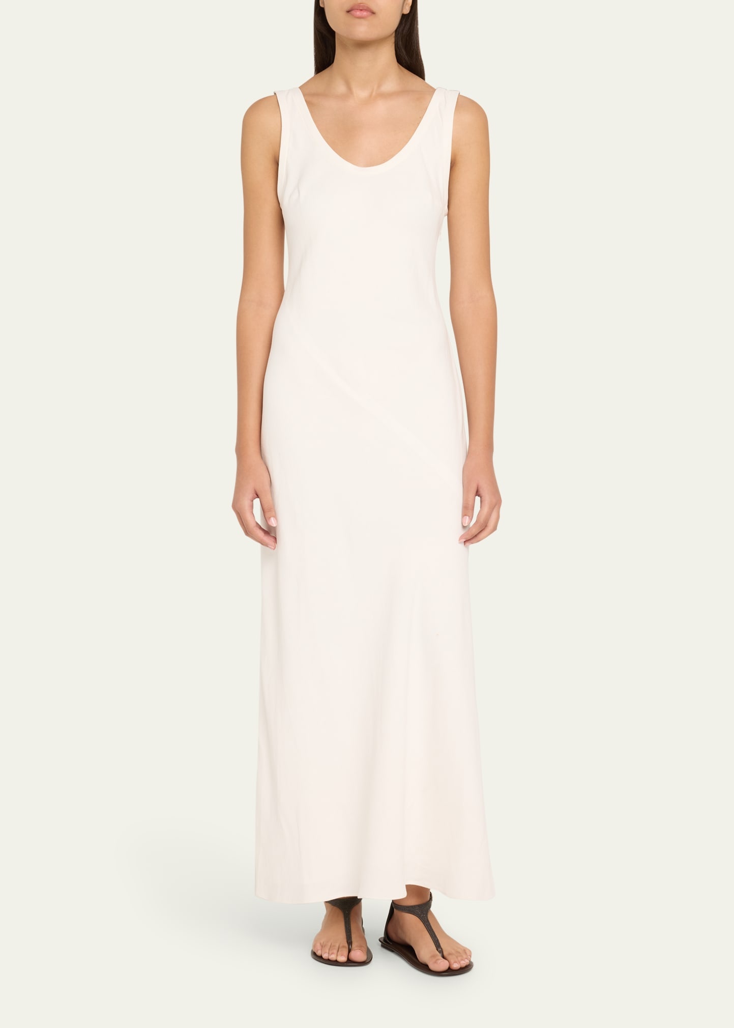 Monili Shoulder Fluid Linen Twill Tank Dress - 2