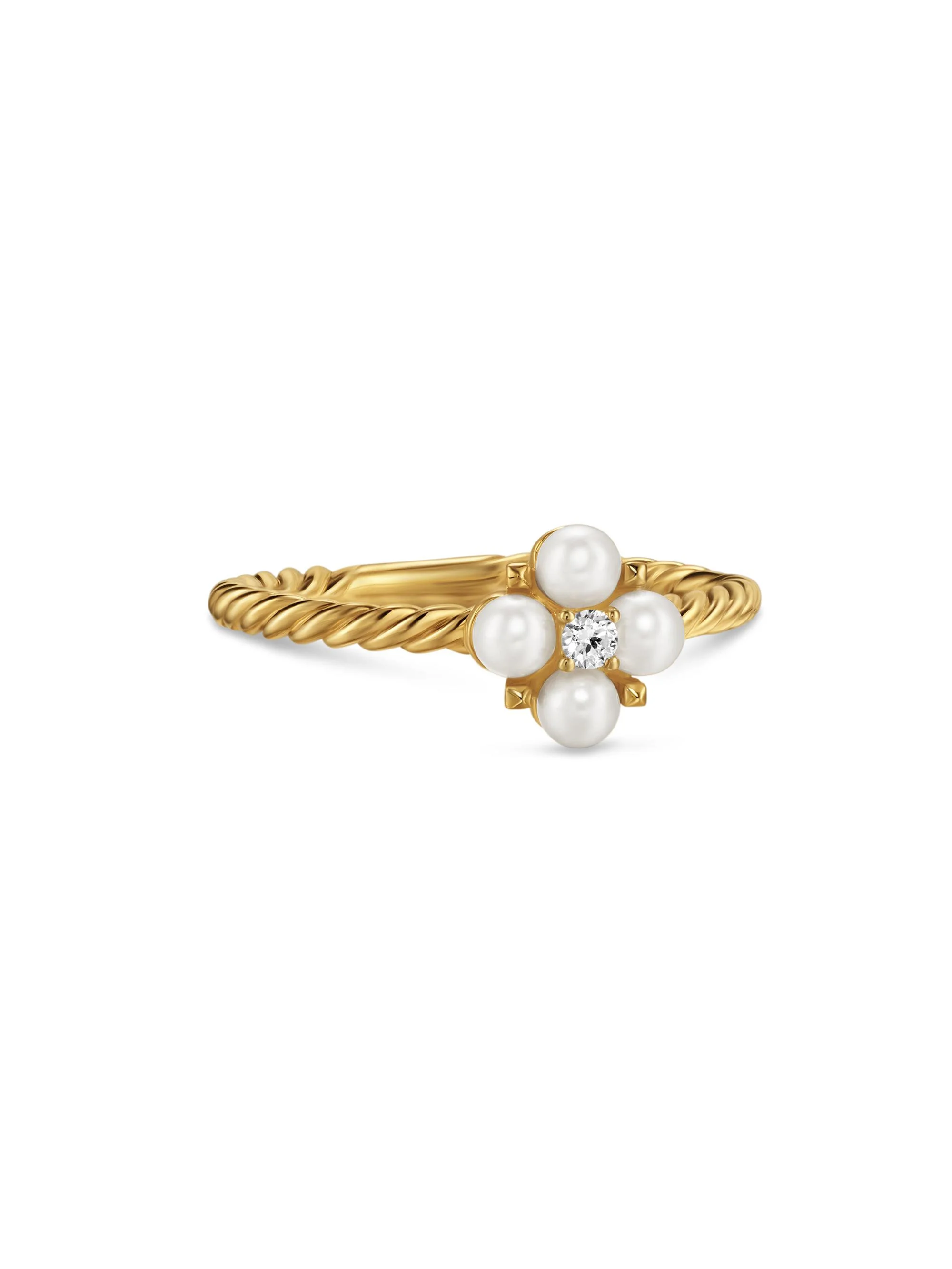 Women's Petite Modern Renaissance Ring in 18K Yellow Gold - Akoya White Pearl - 1