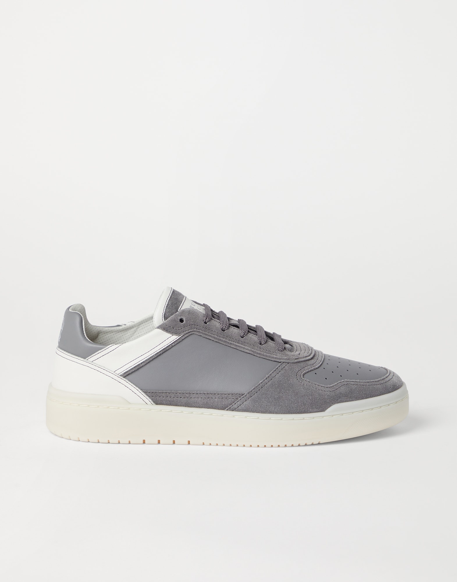 Semi-polished calfskin and washed suede basket sneakers - 5