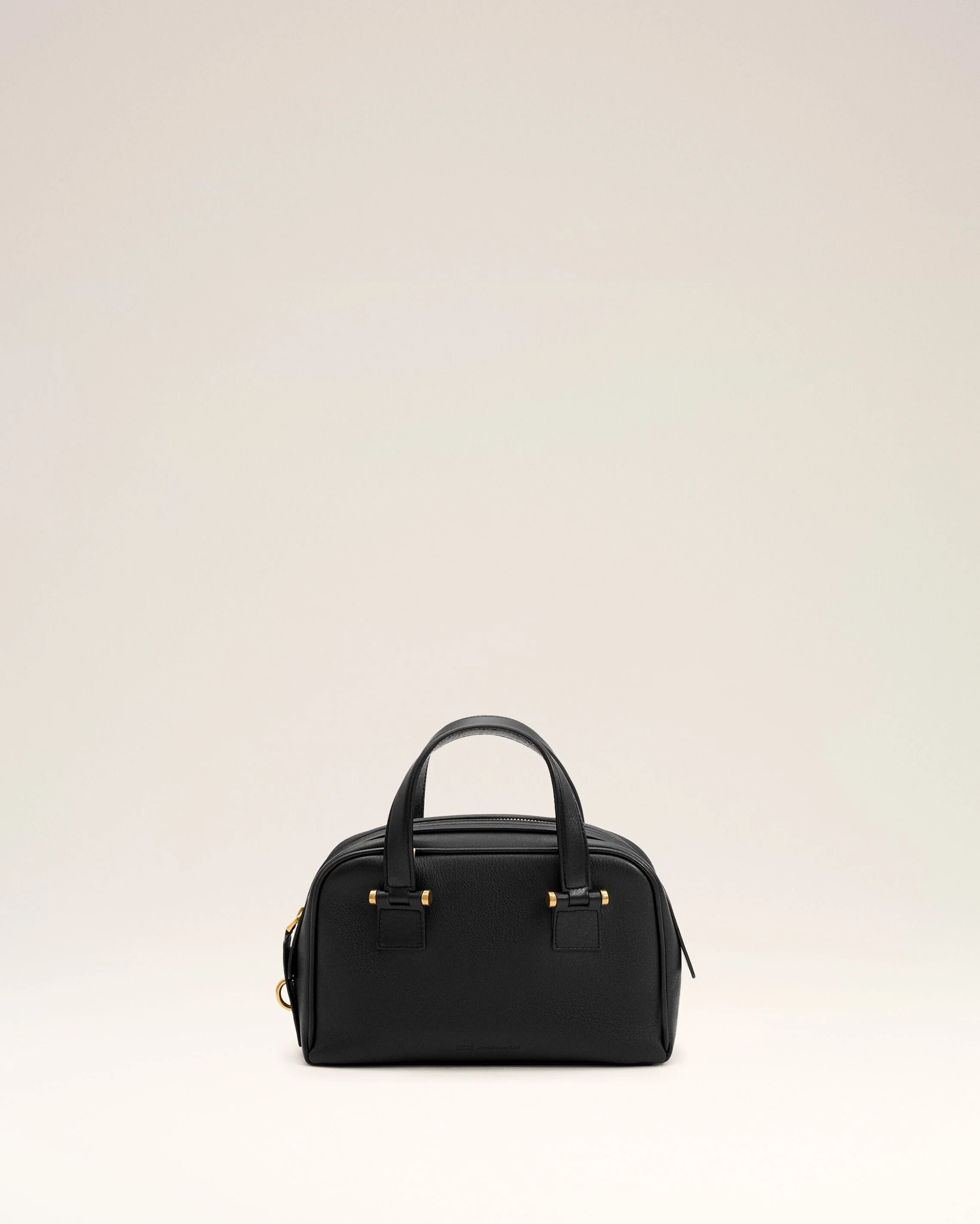 SMALL BLACK COWHIDE LEATHER GEORGES BOWLING BAG - 1
