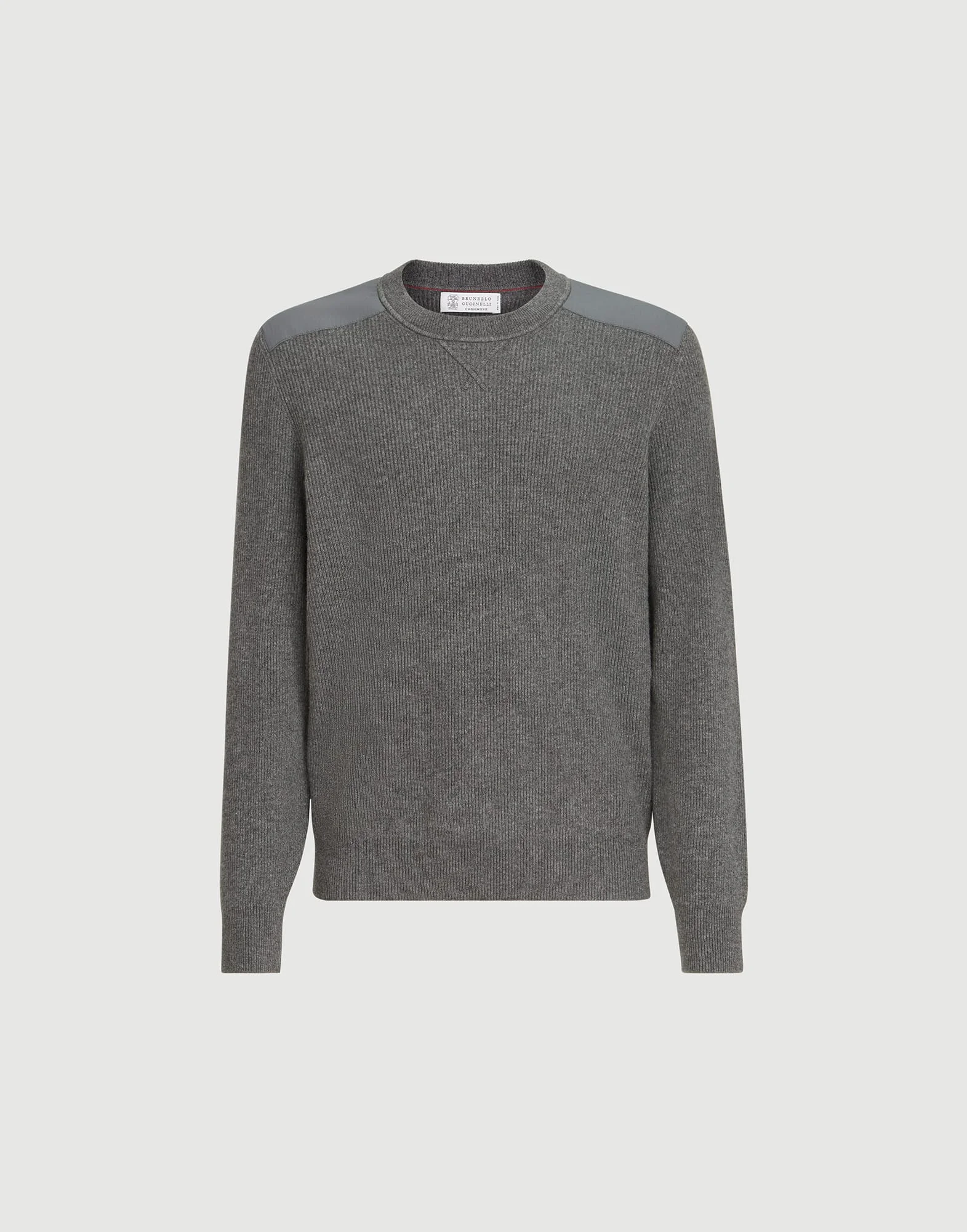 Cashmere ribbed sweater with cotton inserts - 1