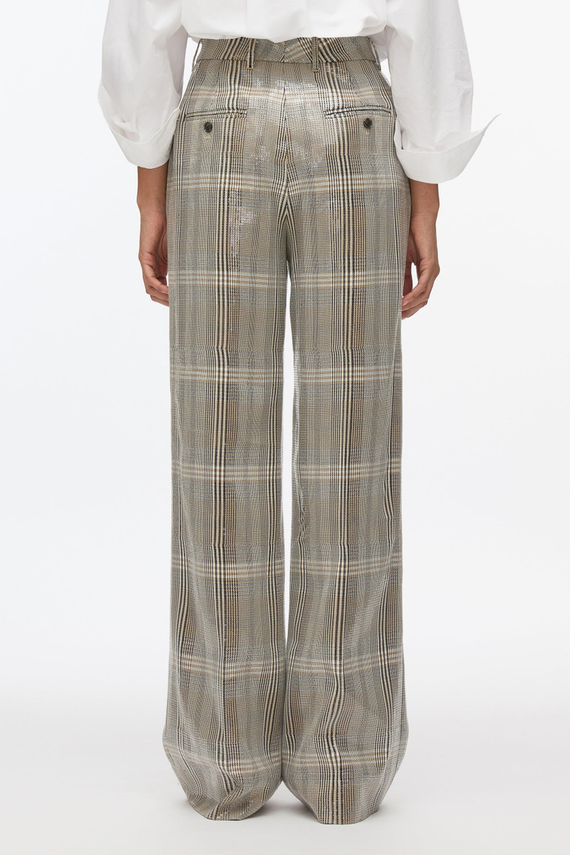 Sequin Plaid Wide Leg Trouser 4