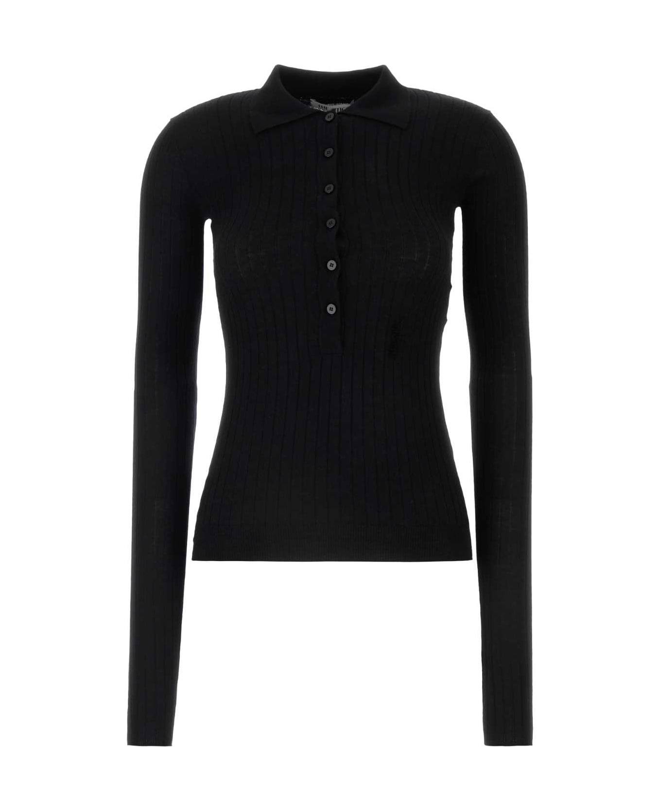 Black Cashmere Polo Shirt - 1