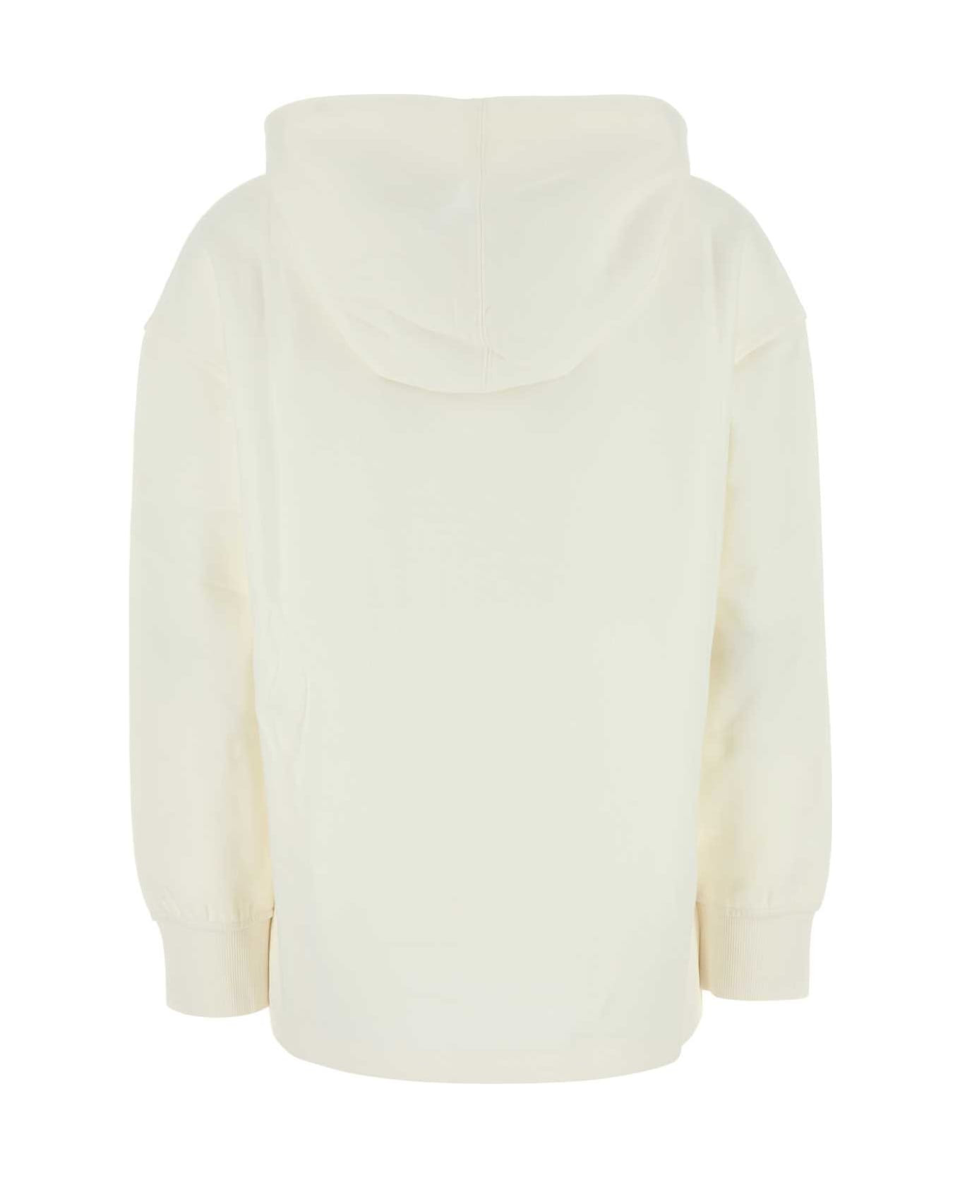 White Cotton Blend Oversize Visiera Sweatshirt - 2