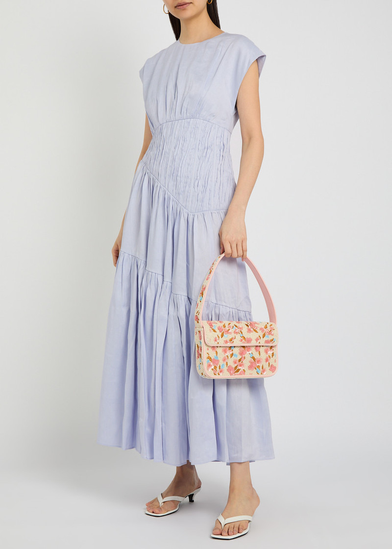 Aje Ecliptica Shirred Linen-blend Midi Dress 4