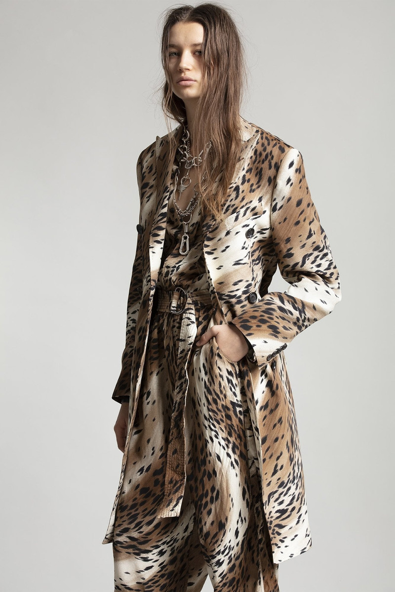 R13 Peak Lapel Double Breasted Coat - Abstract Cheetah | R13 outlook