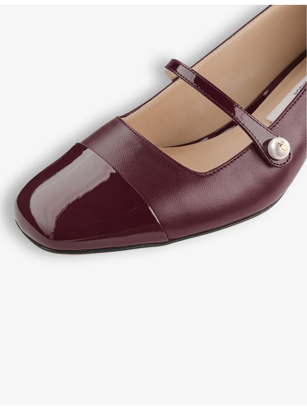 Elisa 45 faux pearl-embellished patent-leather heeled courts - 5