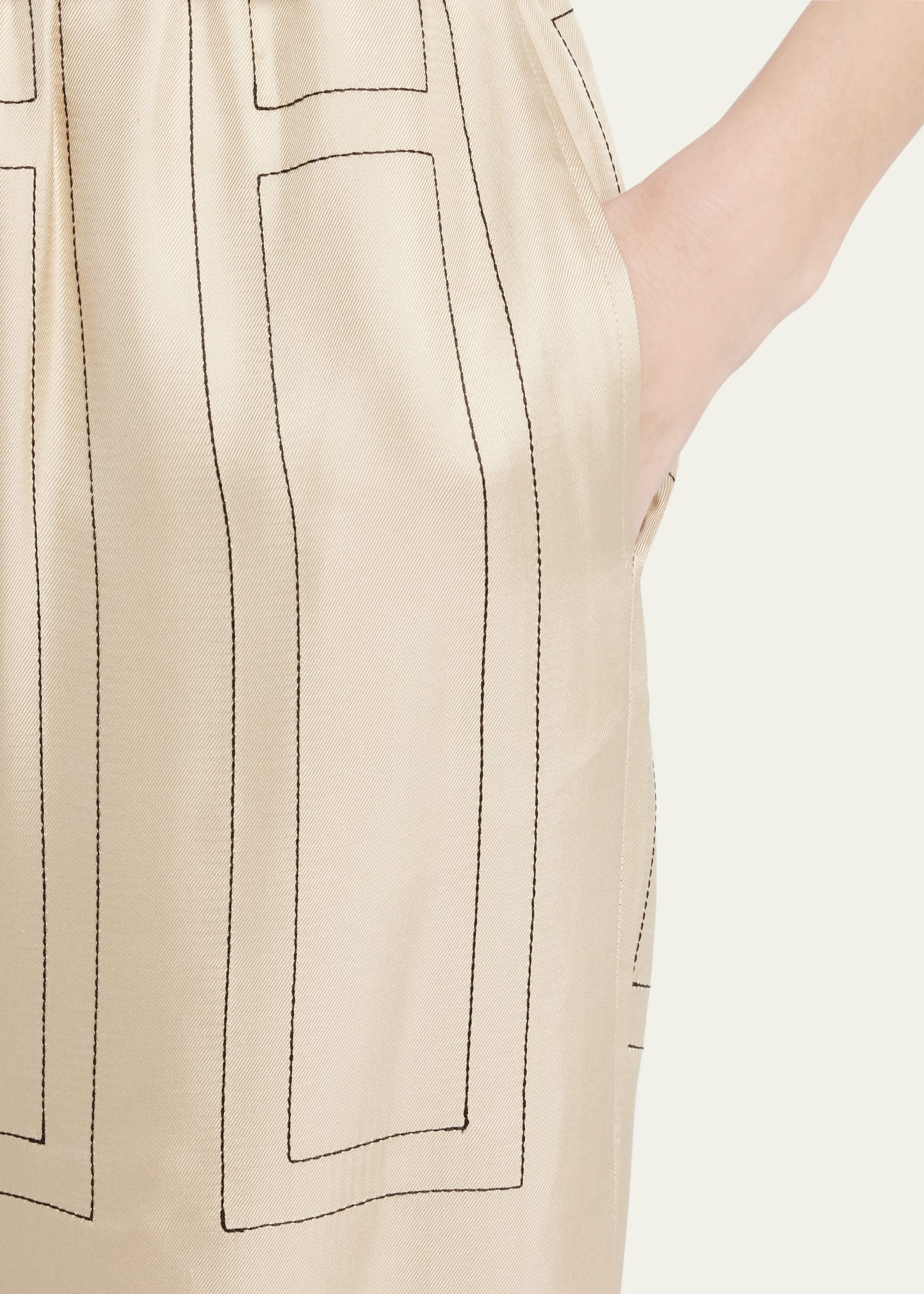 Monogram-Embroidered Silk Pajama Pants - 5