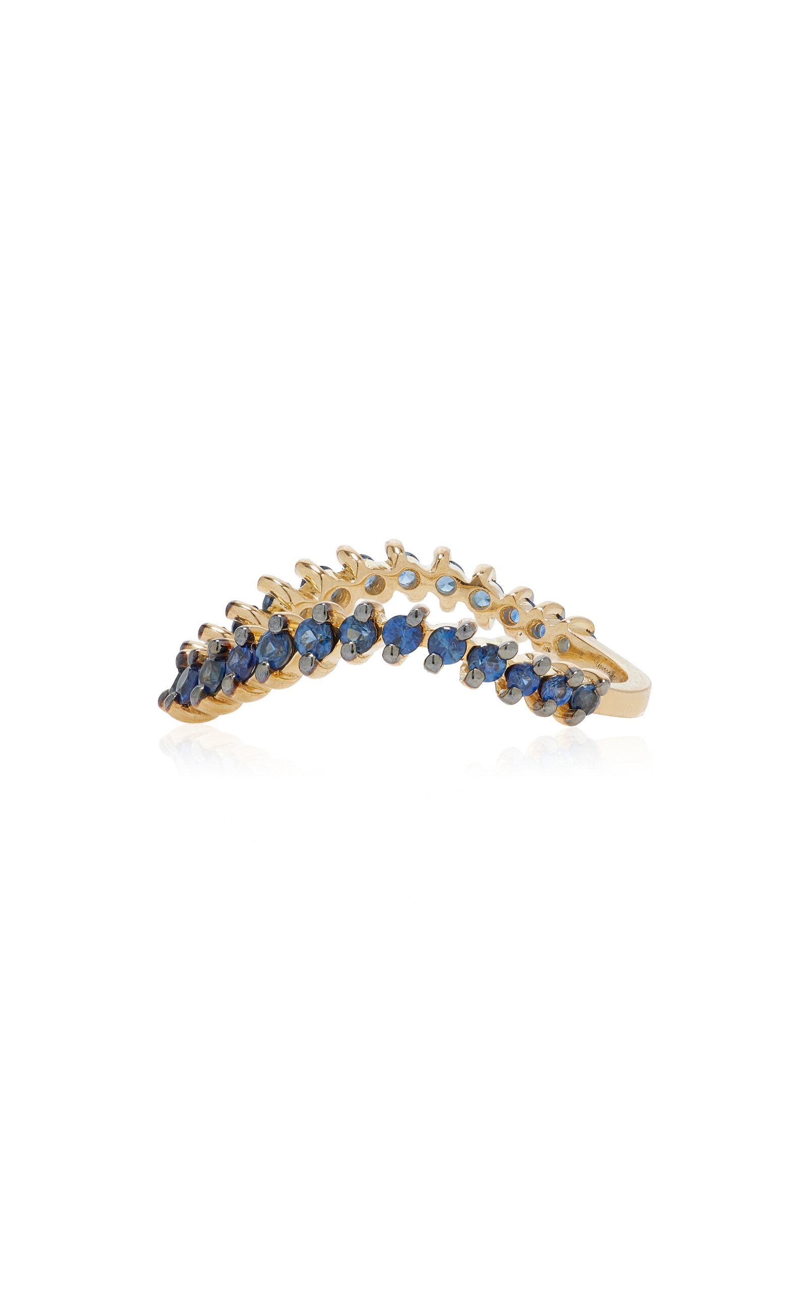 Alliance 9K Yellow Gold Sapphire Wave Ring blue - 4