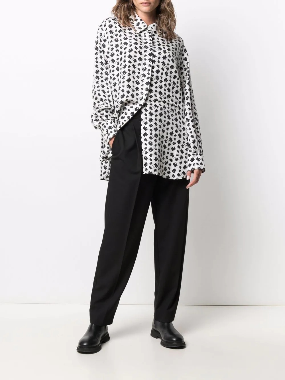 geometric-print button-up shirt - 2