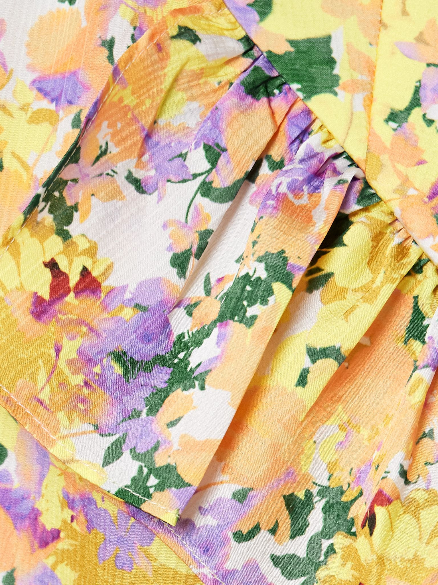 Bel appliquéd ruffled floral-print hammered-crepe maxi dress Yellow - 4