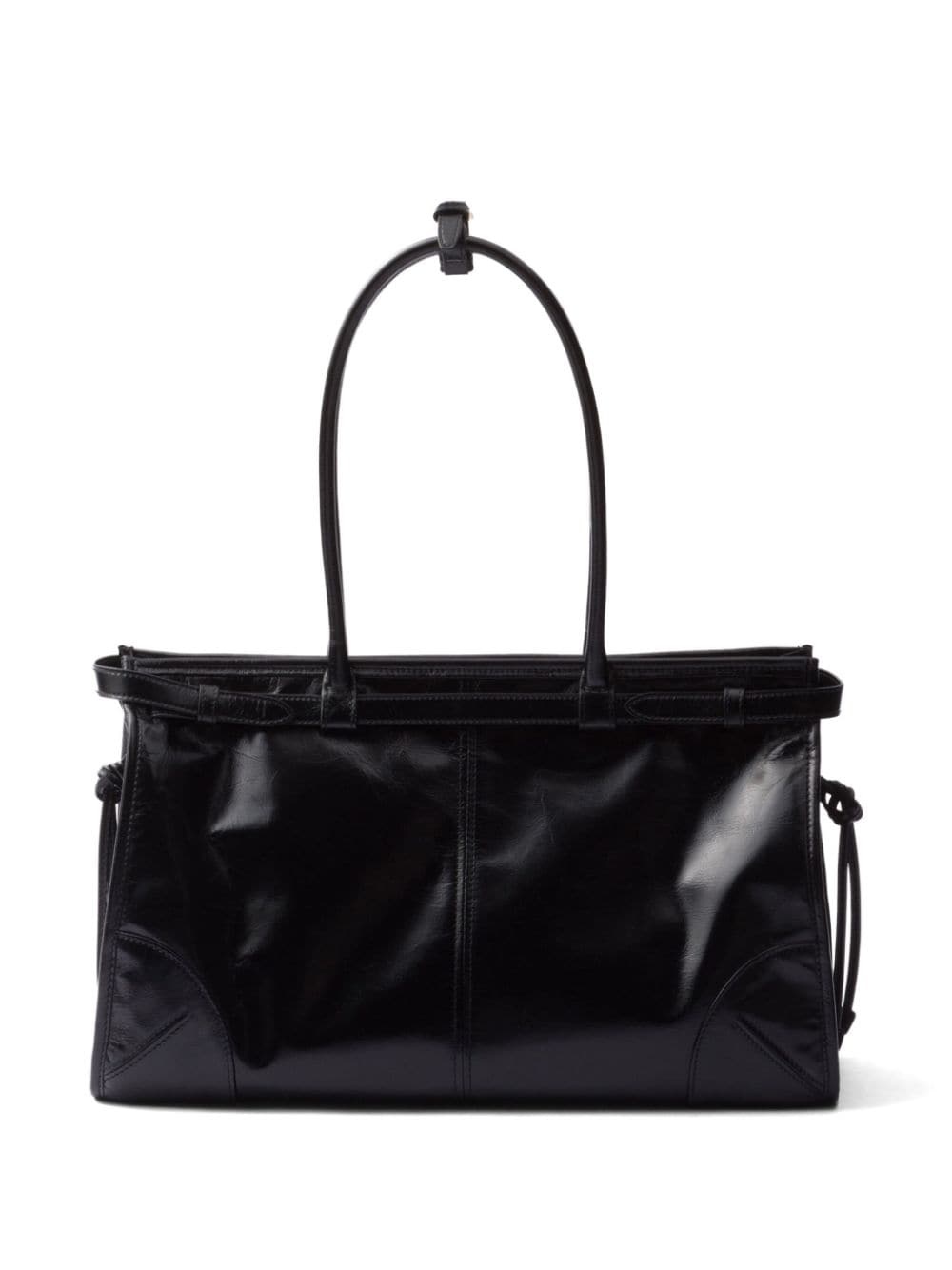 large enamel triangle logo belted handbag - 3