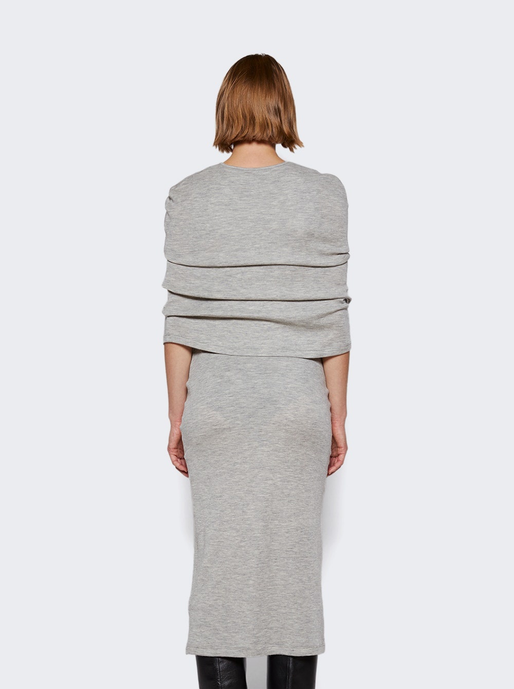 Cashmere Cape Tube Dress Pale Grey - 5