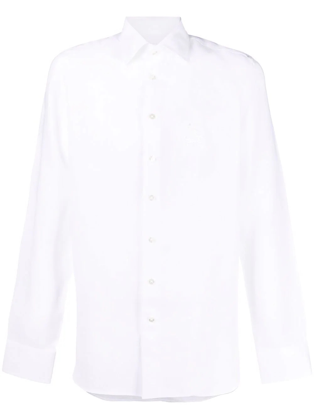 linen logo-embroidered shirt - 1