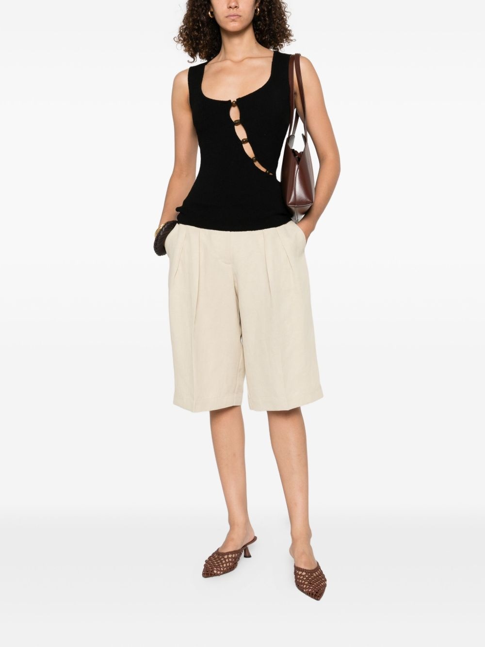 beaded cut-out tank top - 2