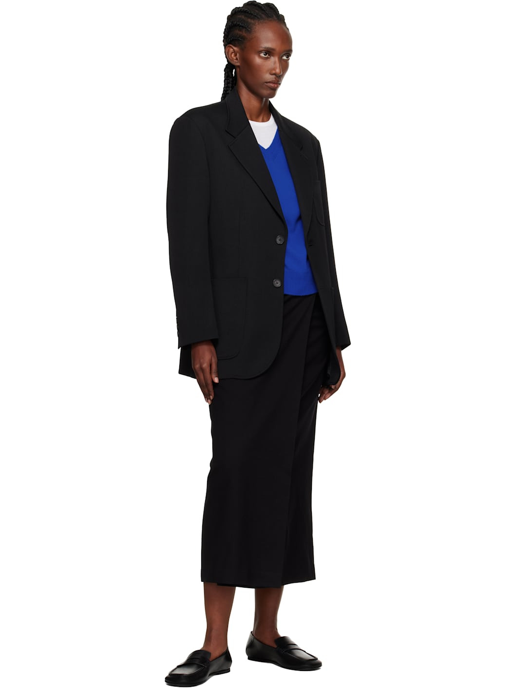 Black Oversized Wool Blazer - 4