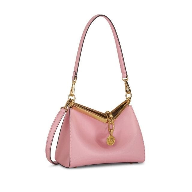 Vela shoulder bag in pink leather - 3