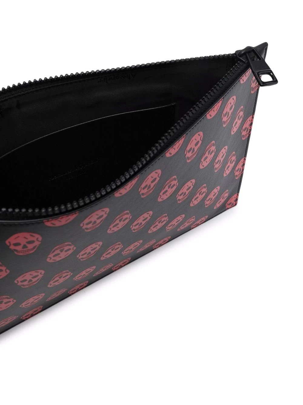 skull-print leather clutch bag - 5