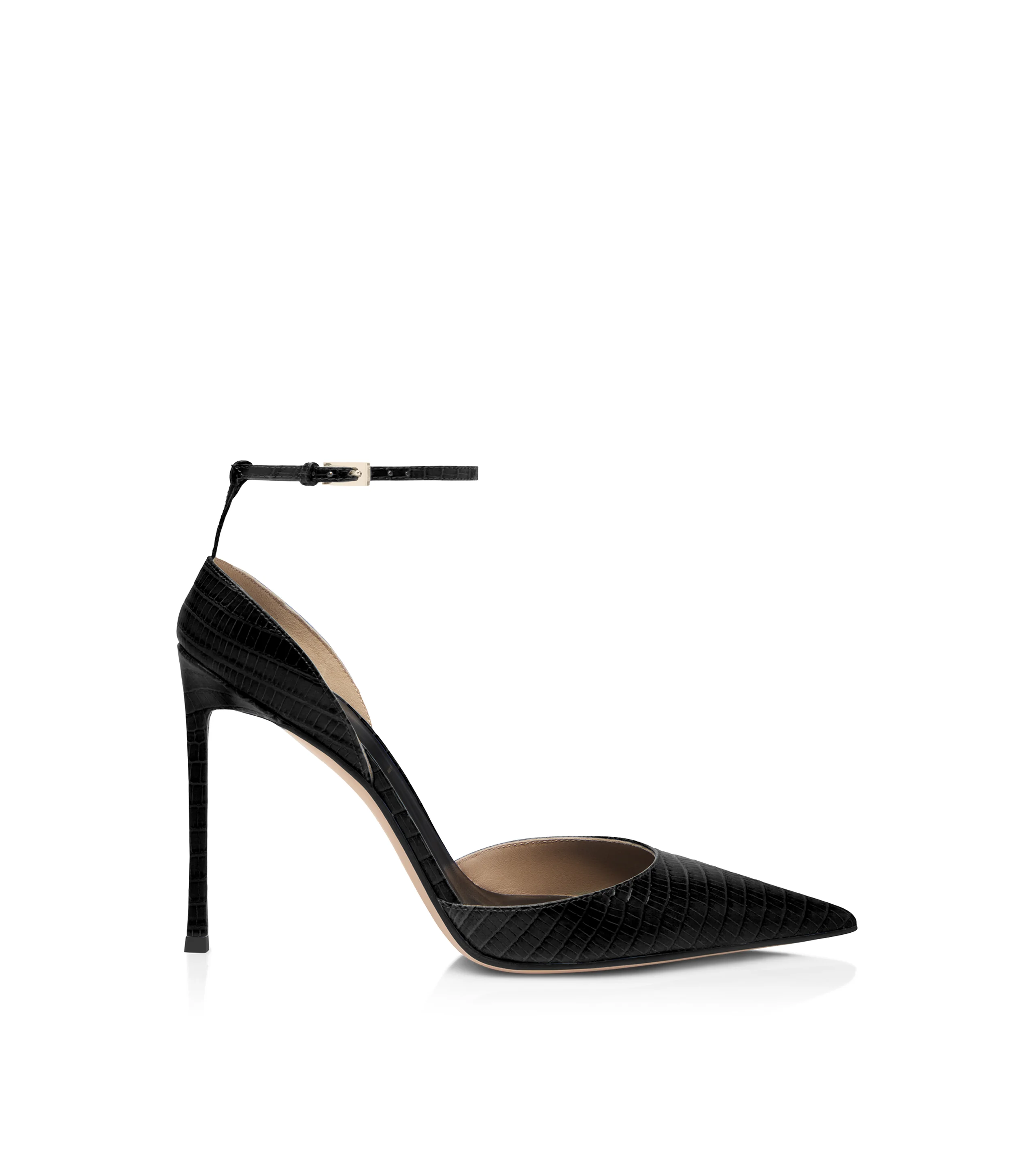 TEJUS-EFFECT PRINTED LEATHER VERTIGO ANKLE STRAP PUMP - 1