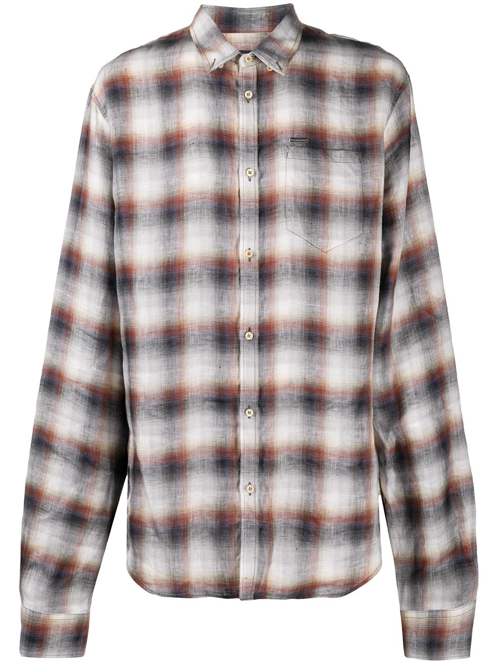 plaid button-front shirt - 1