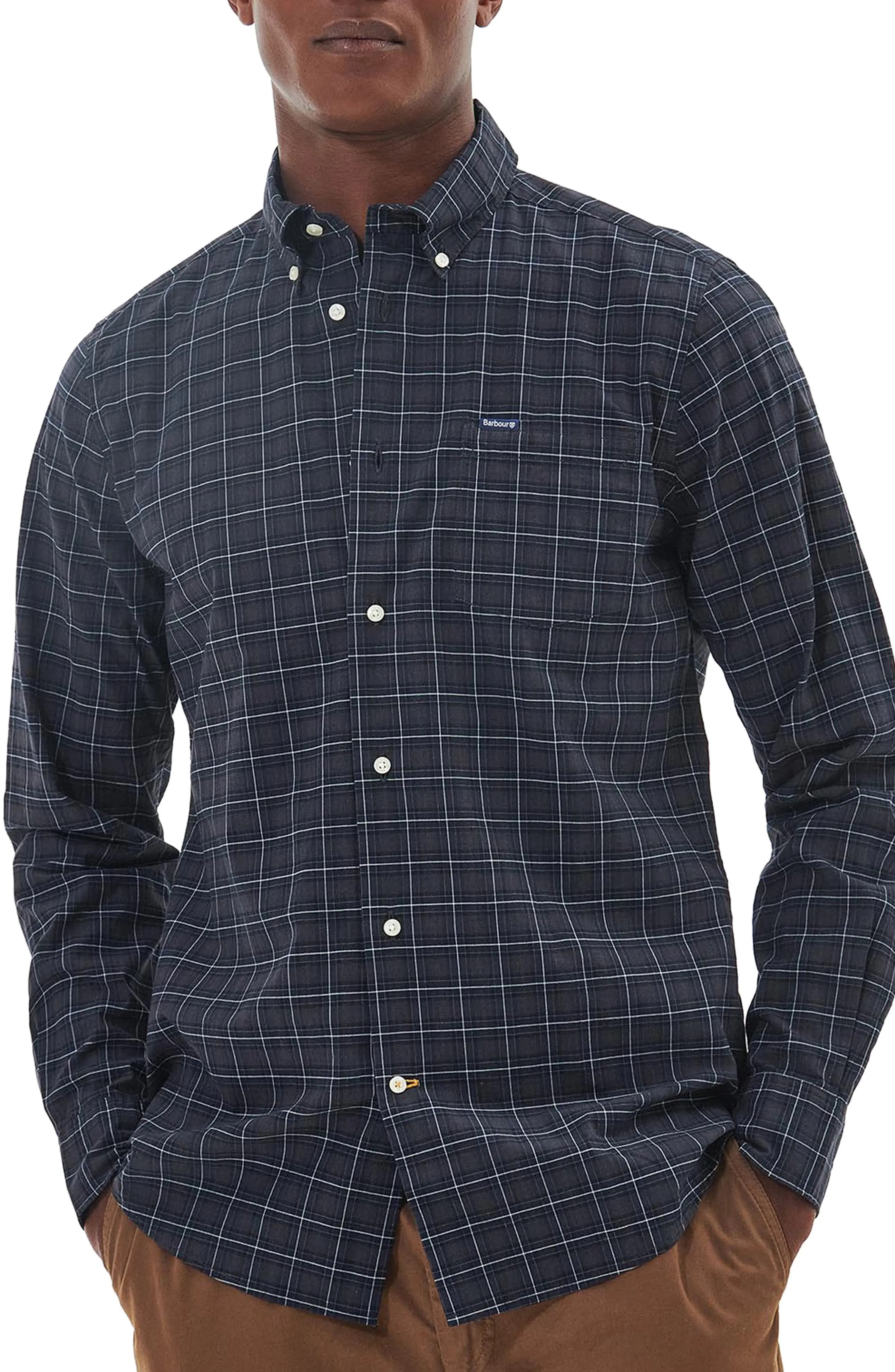 Lomond Tailored Fit Plaid Stretch Cotton Button-Down Shirt - 1