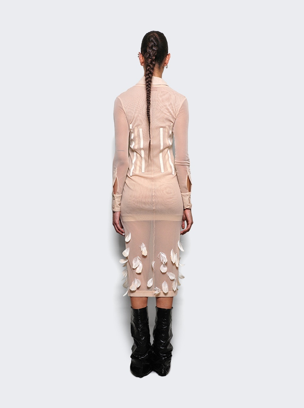 Layered Cardigan Dress Pale Pink - 5