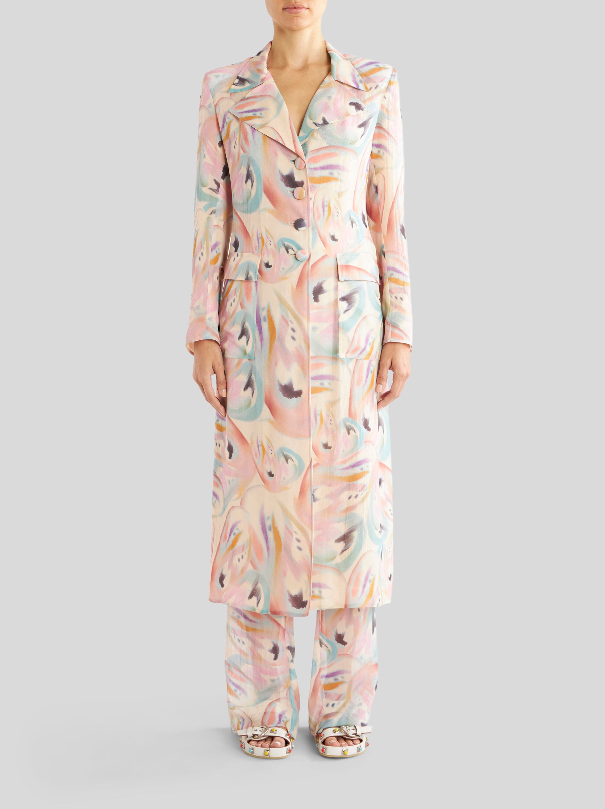 SILK DUSTER COAT WITH BUTTERFLY DESIGN - 3