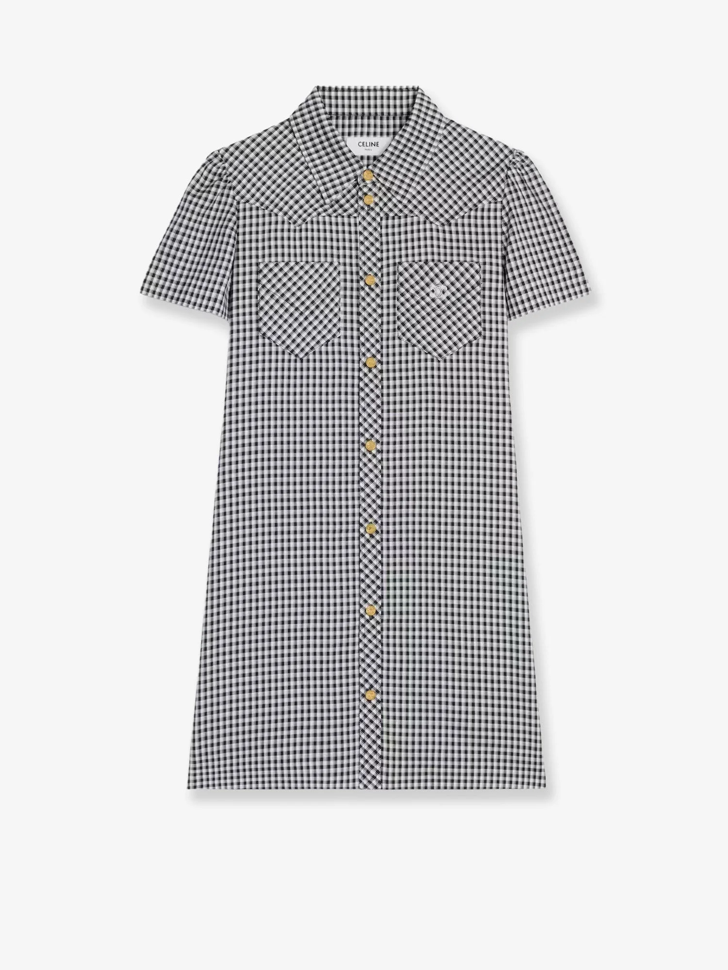 Celine Women Vichy Silk Mini Chemisier Dress - 1