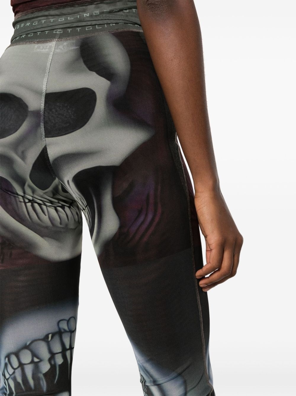 skull-print mesh flared leggings - 5