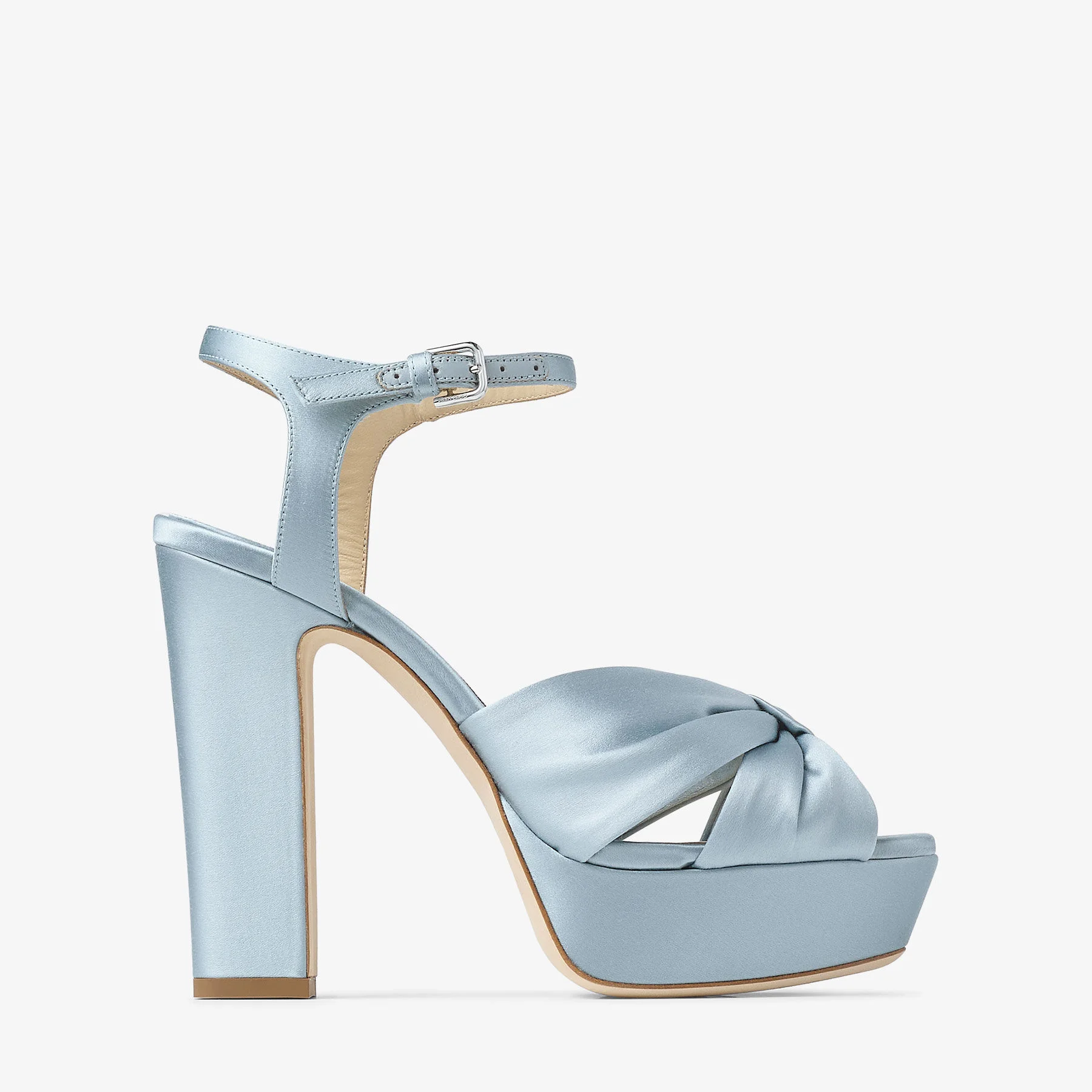 Heloise 120 Ice Blue Satin Platform Sandals - 1