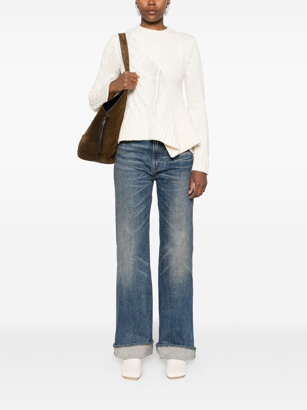 cable-knit ruffled-hem sweater - 2