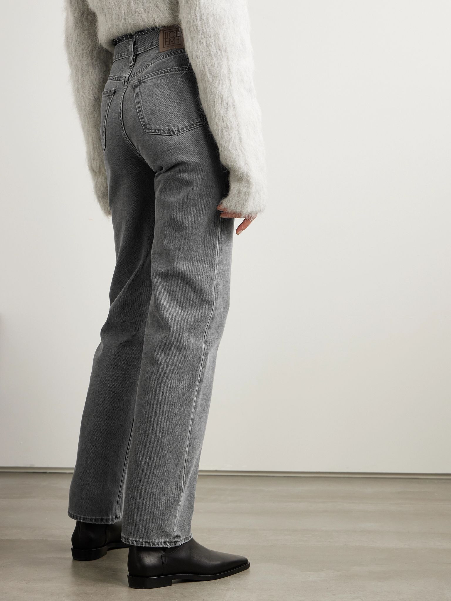 High-rise straight-leg organic jeans Gray - 4