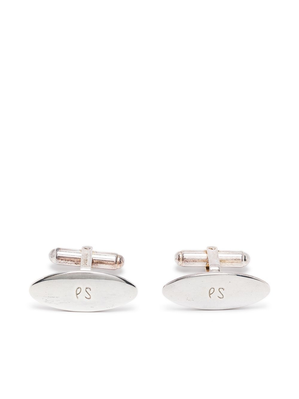 logo-engraved silver-plated cufflinks - 1